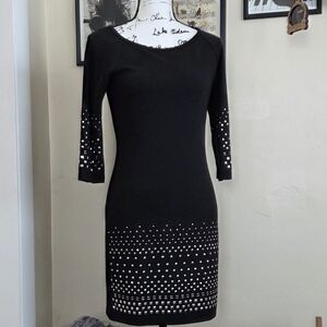 VENUS Elegant Black Dress with Metallic Accents